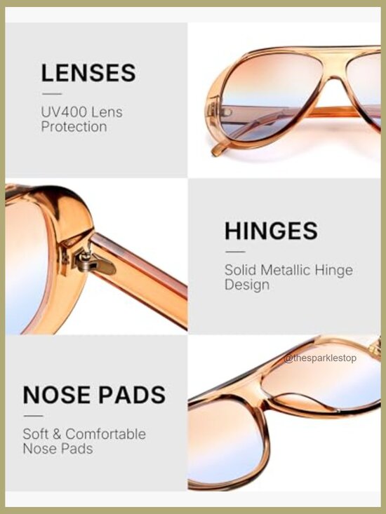 Oversized Retro Square Aviator Sunglasses UV400 Protection for Women main image 5